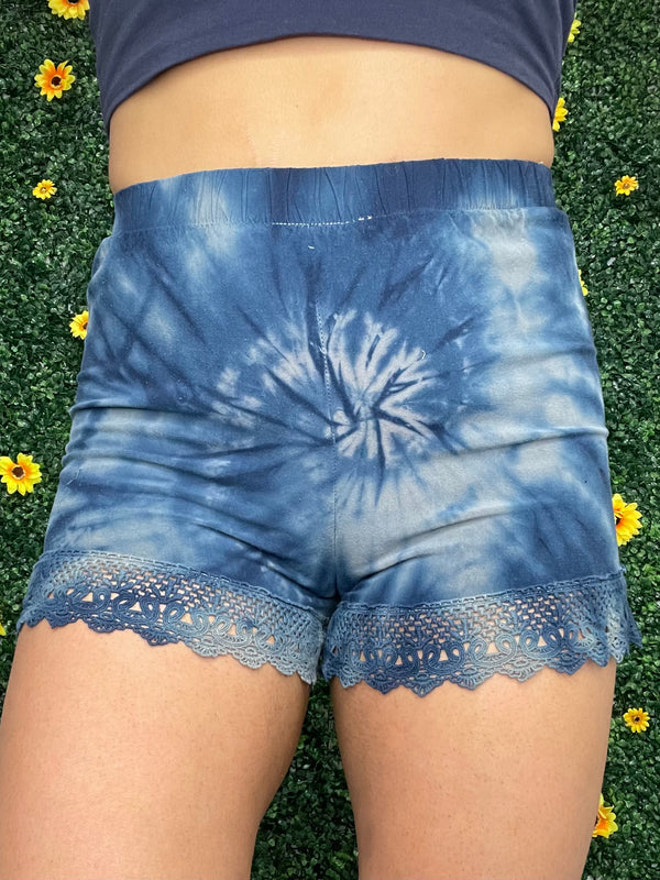 Navy Tiedye lace shorts