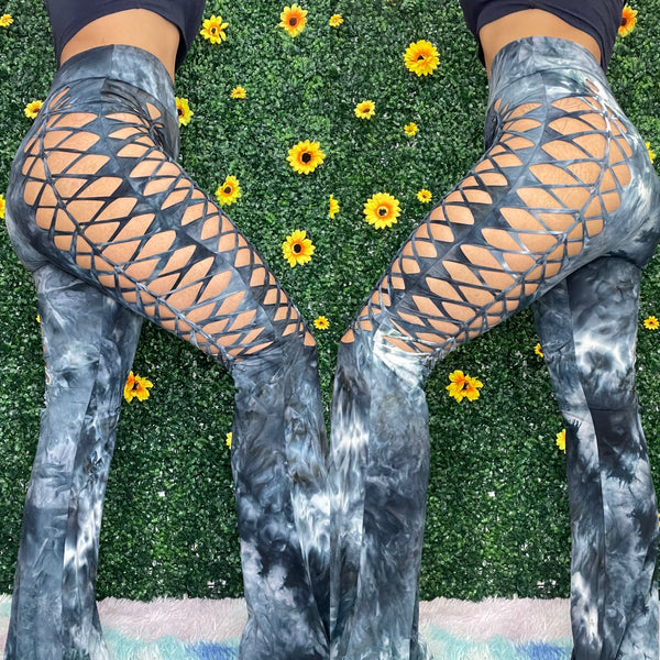 Black Tiedye Weaved Flares