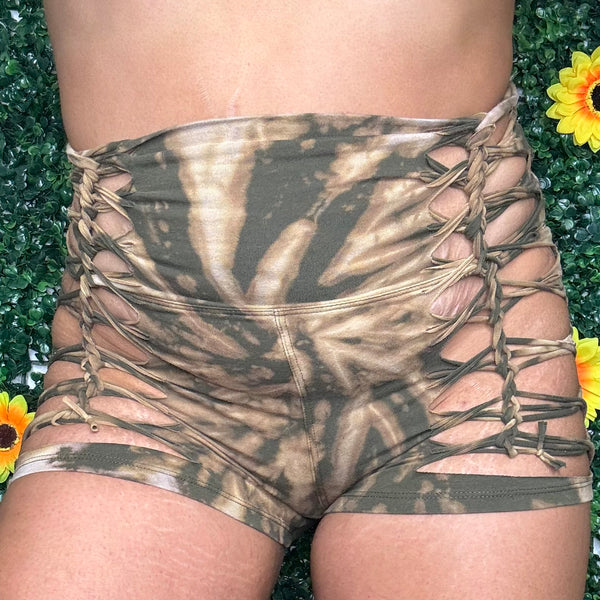 Olive Tiedye Weaved Shorts