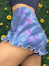 Purple Tiedye ruffle shorts