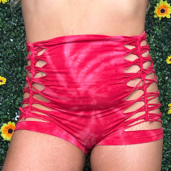 Red Tiedye Weaved Shorts