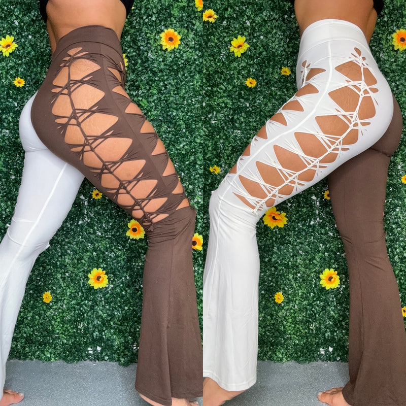 Mocha & White Weaved Flares