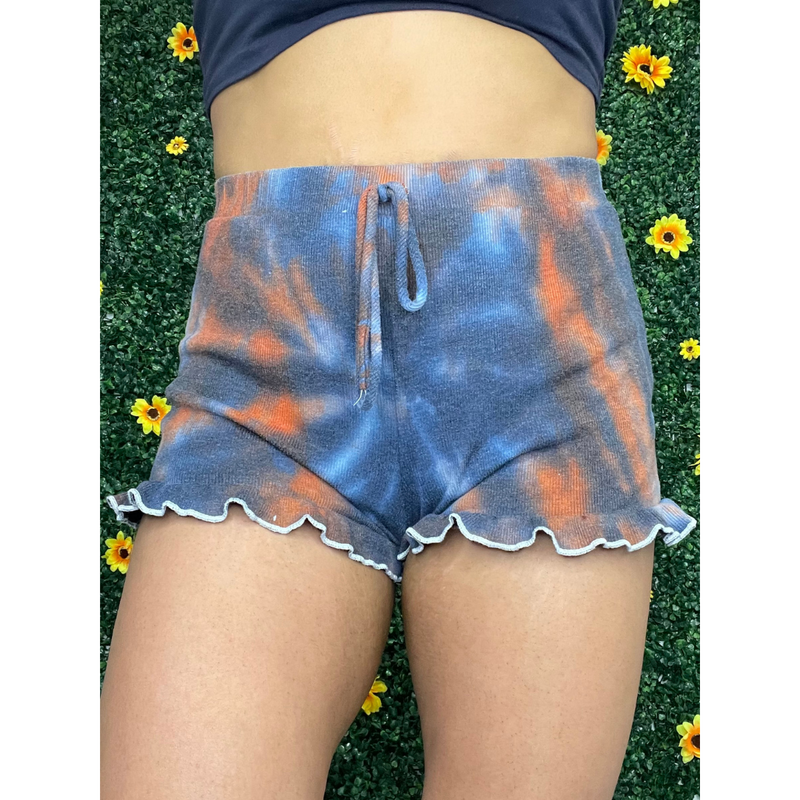 Tiedye ruffle shorts