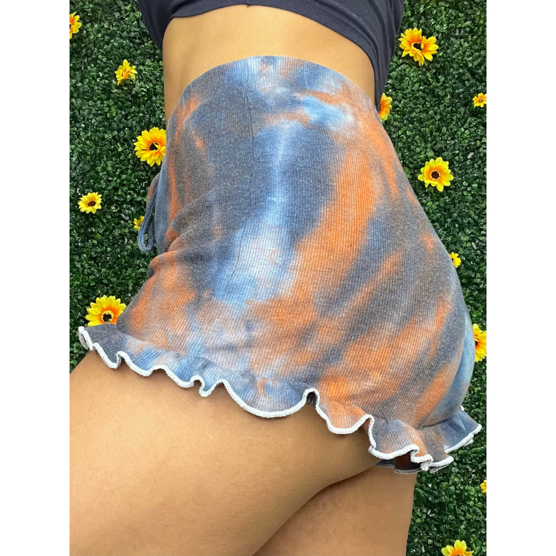 Tiedye ruffle shorts