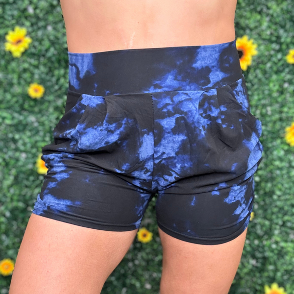 Blue Black Tiedye Shorts