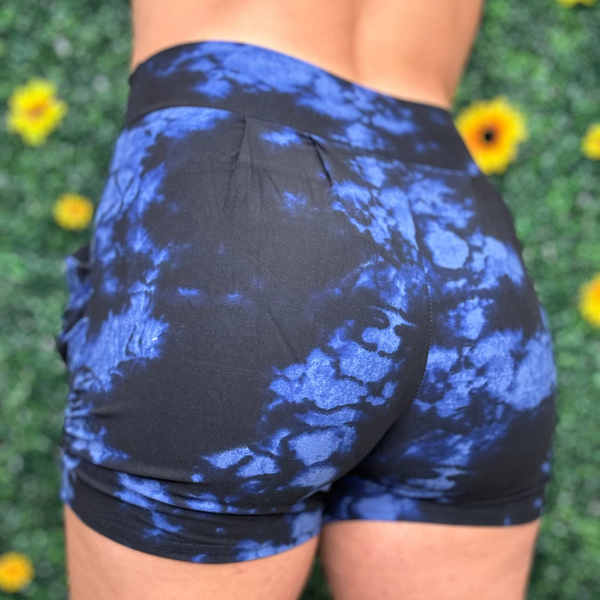 Blue Black Tiedye Shorts