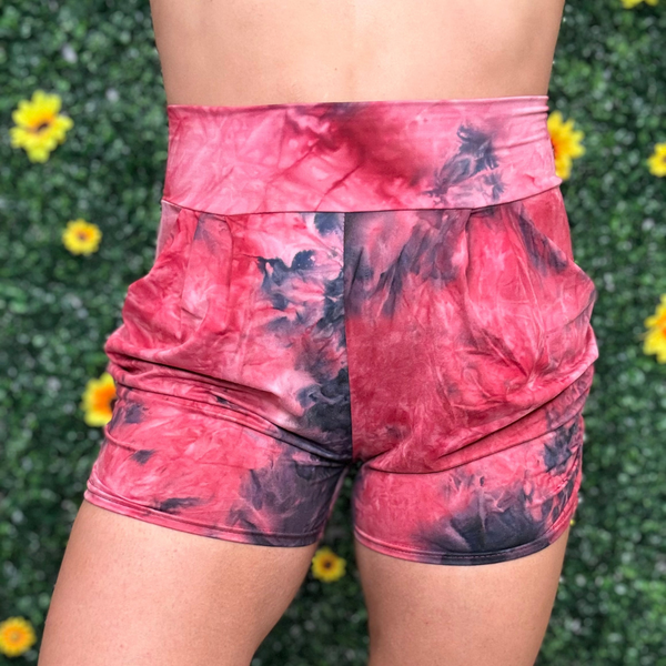 Red Black Tiedye Shorts