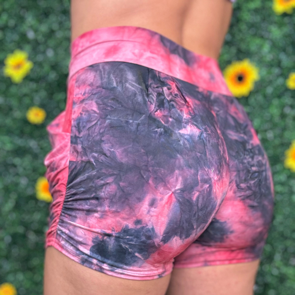 Red Black Tiedye Shorts